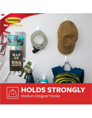 Ganchos Medianos Command 3M - 50 Ganchos y 50 Tiras Adhesivas
