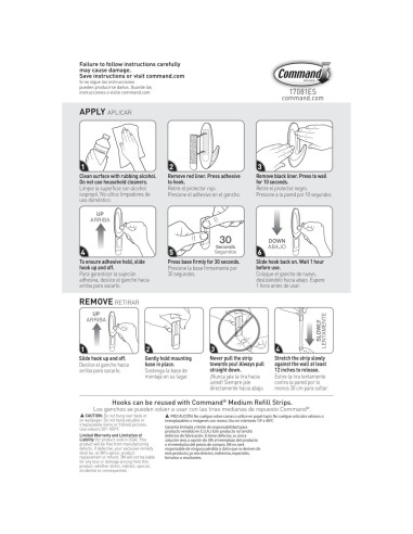 Ganchos Medianos Command 3M - 50 Ganchos y 50 Tiras Adhesivas