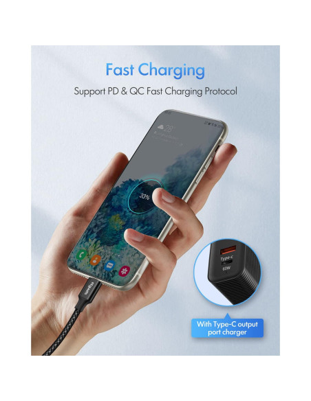 Cable USB C a USB C 3m Etguuds 60W Carga Rápida 2-Pack