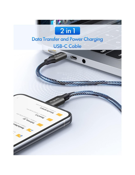 Cable USB C a USB C 3m Etguuds 60W Carga Rápida 2-Pack