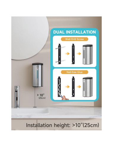 Dispensador de Jabón Automático AIKE AK1205 700ml Acero Inoxidable