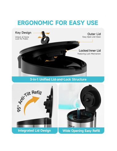 Dispensador de Jabón Automático AIKE AK1205 700ml Acero Inoxidable