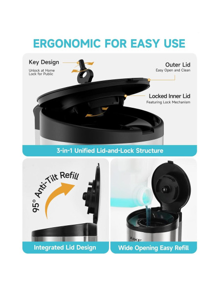 Dispensador de Jabón Automático AIKE AK1205 700ml Acero Inoxidable Dispensador de Jabón Automático AIKE AK1205 700ml Acero Inoxidable