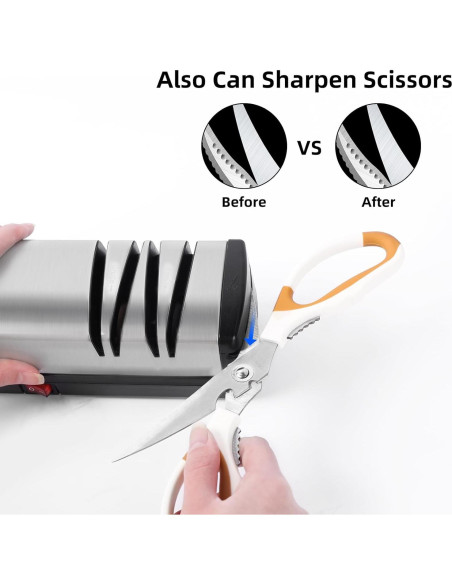 Afilador de cuchillos eléctrico MKHS 3 en 1 Plata 0.77 kg Afilador de cuchillos eléctrico MKHS 3 en 1 Plata 0.77 kg