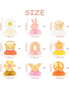 Centros de Mesa Honeycomb A1diee 9 Piezas Boho Retro 2