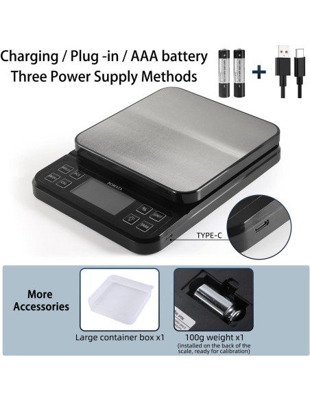 Balanza de Cocina BOMATA B613 5kg Alta Precisión LCD Recargable