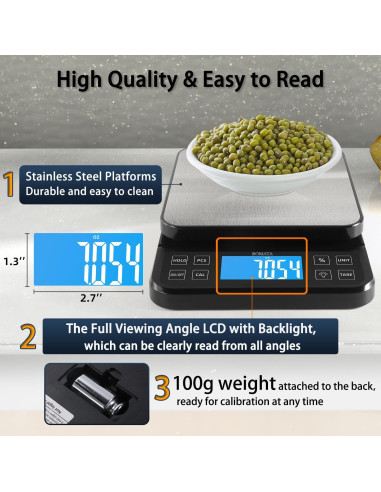 Balanza de Cocina BOMATA B613 5kg Alta Precisión LCD Recargable