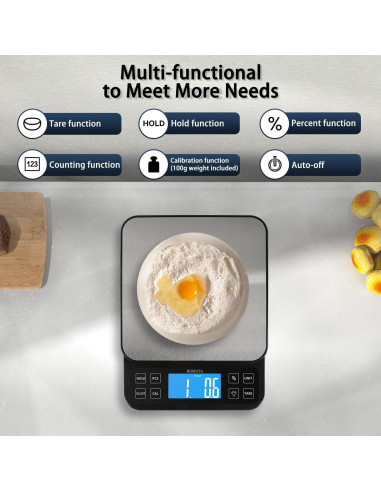 Balanza de Cocina BOMATA B613 5kg Alta Precisión LCD Recargable