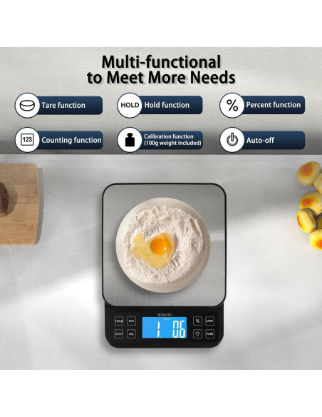 Balanza de Cocina BOMATA B613 5kg Alta Precisión LCD Recargable