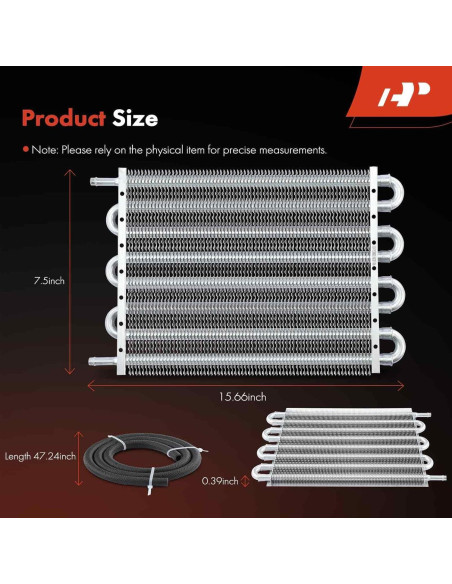 Enfriador de Aceite de Transmisión A-Premium 8 Filas Aluminio