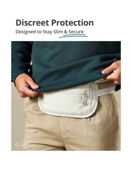 Cinturón de Dinero Vantamo RFID Unisex Gris Nube 2 Compartimentos Cinturón de Dinero Vantamo RFID Unisex Gris Nube 2 Compartimentos
