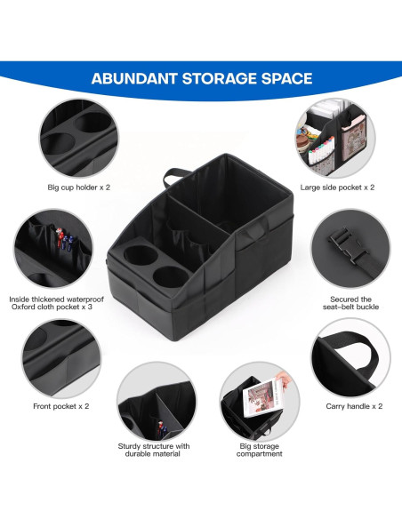 Organizador de Asiento de Coche WHHMK Negro 13 Compartimentos