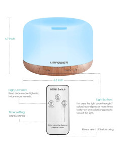 Difusor de Aceite Esencial URPOWER OD-501 500ml Ultrasonido 2