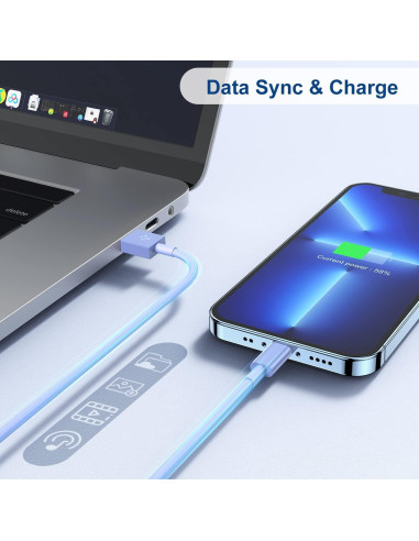 Cable USB a Lightning Essri 3Pack 1.83M Carga Rápida Azul