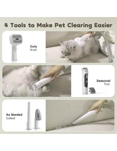 Kit de Aseo para Perros YOOHI con Aspiradora 12KPA 5 Herramientas