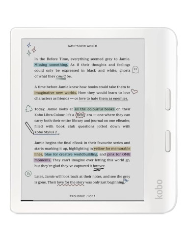 eReader Kobo Libra Color Blanco con Funda y Adaptador