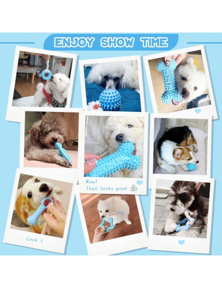6 Juguetes Masticables para Cachorros PETCARE - Goma Suave Azul