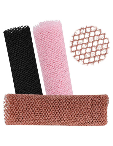 3 Esponjas de Red Exfoliantes Wanmu para Baño - Negro, Rosa, Café