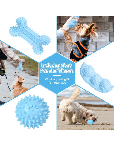 6 Juguetes Masticables para Cachorros PETCARE - Goma Suave Azul