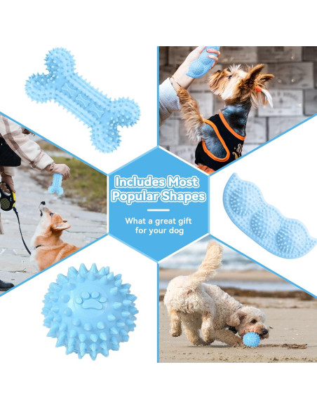 6 Juguetes Masticables para Cachorros PETCARE - Goma Suave Azul