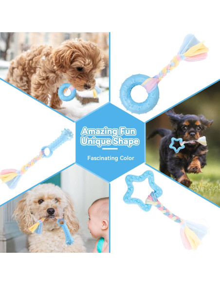 6 Juguetes Masticables para Cachorros PETCARE - Goma Suave Azul