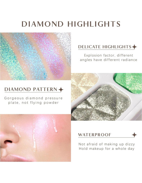 Paleta de Iluminadores de Diamante 8 Colores - Maquillaje