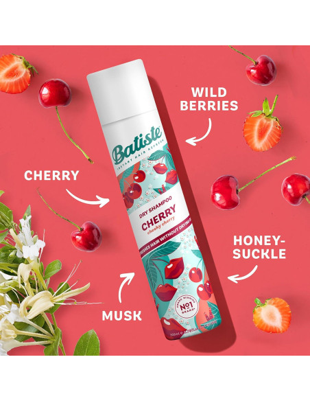 Champú Seco Batiste Cereza 198 ml - Sin Agua, Aroma Frutal
