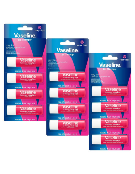 Bálsamo Labial Vaseline Lip Therapy Rosy Lips 12-Pack 4.5g