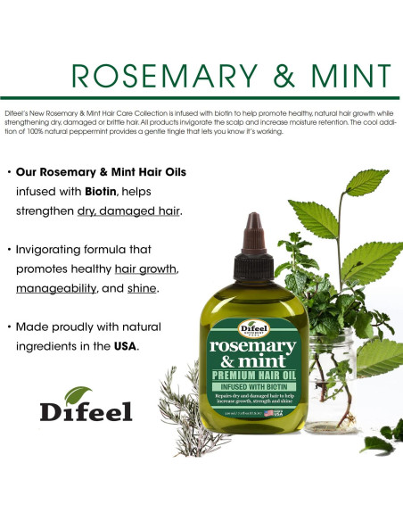 Aceite Capilar Difeel Romero y Menta 200g con Biotina - Set Regalo