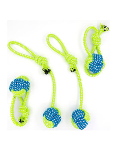 Juguete interactivo para perros YESWOOD! con cuerda y pelota - 4 unidades