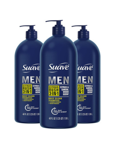 Suave Hombres 3 en 1 Champú Acondicionador Gel Ducha 1.18L Cítricos