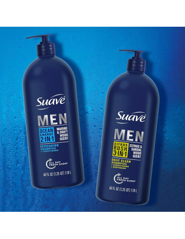 Suave Hombres 3 en 1 Champú Acondicionador Gel Ducha 1.18L Cítricos