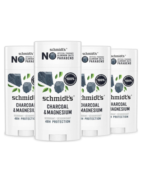 Desodorante Vegano Schmidt's Carbón y Magnesio 75g - 4 Unidades