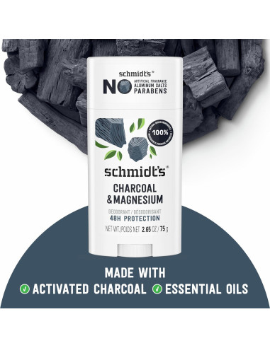 Desodorante Vegano Schmidt's Carbón y Magnesio 75g - 4 Unidades