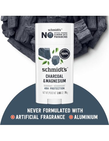 Desodorante Vegano Schmidt's Carbón y Magnesio 75g - 4 Unidades