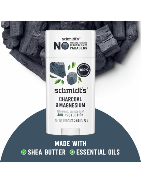 Desodorante Vegano Schmidt's Carbón y Magnesio 75g - 4 Unidades