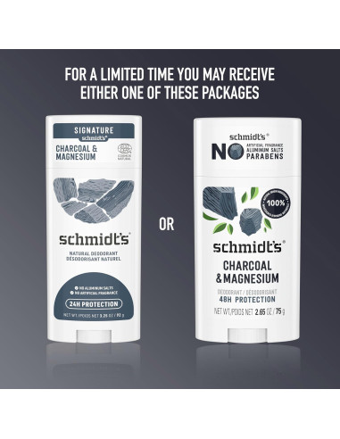 Desodorante Vegano Schmidt's Carbón y Magnesio 75g - 4 Unidades