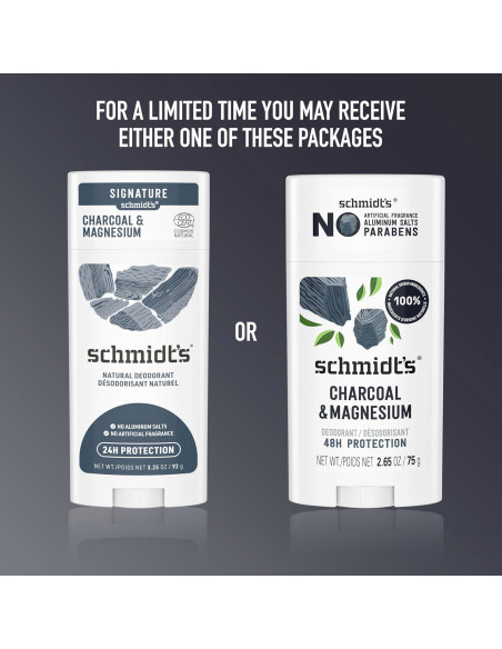 Desodorante Vegano Schmidt's Carbón y Magnesio 75g - 4 Unidades