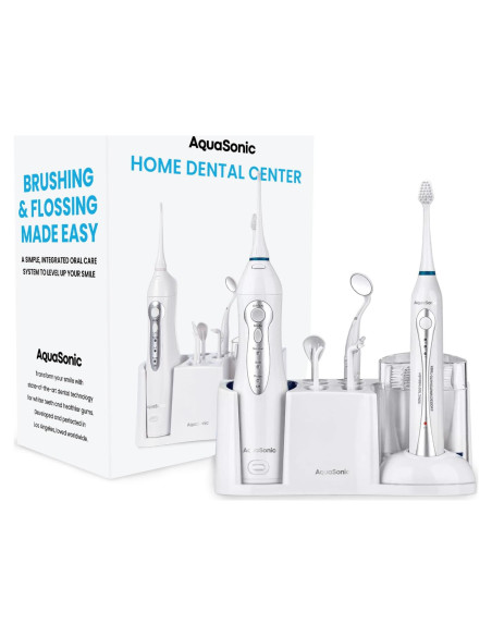 Centro Dental AquaSonic Blanco - Cepillo Eléctrico y Flossador
