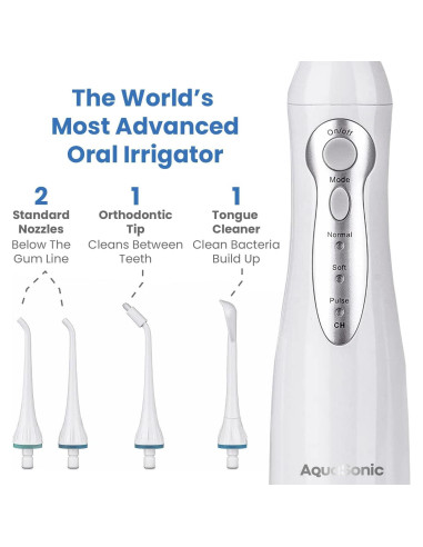 Centro Dental AquaSonic Blanco - Cepillo Eléctrico y Flossador