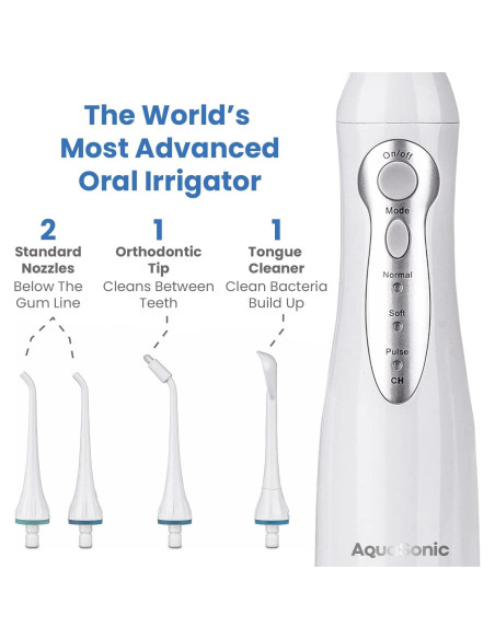 Centro Dental AquaSonic Blanco - Cepillo Eléctrico y Flossador