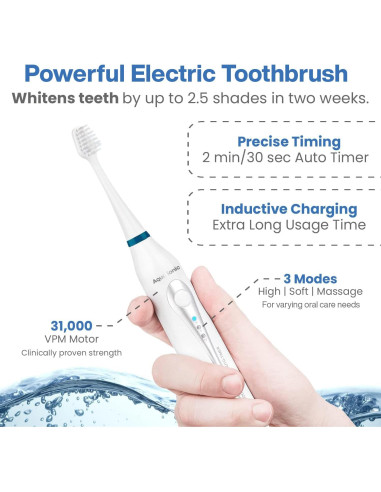 Centro Dental AquaSonic Blanco - Cepillo Eléctrico y Flossador