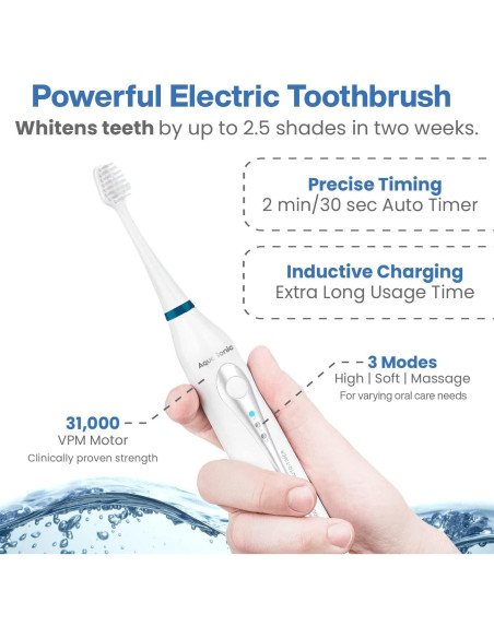 Centro Dental AquaSonic Blanco - Cepillo Eléctrico y Flossador