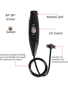 Mango de Repuesto Waterpik WP-660 Negro con Tubo y Junta 2