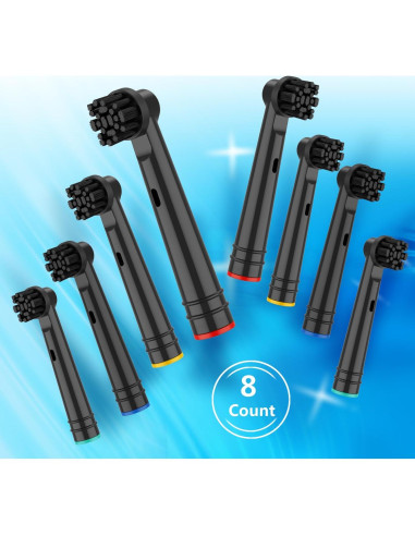 Cabezas de cepillo de repuesto Oral B BUKURII, 8 unidades, cerdas de carbón