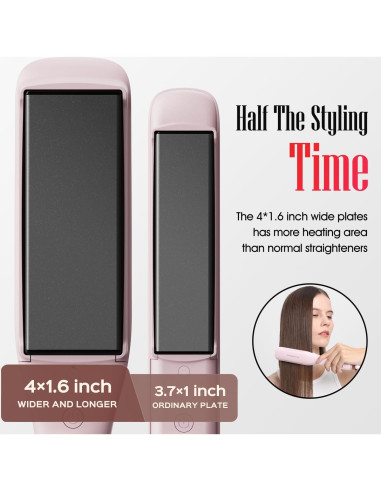 Plancha de Pelo Profesional LENA H2S Ancha Titanio 12 Temperaturas