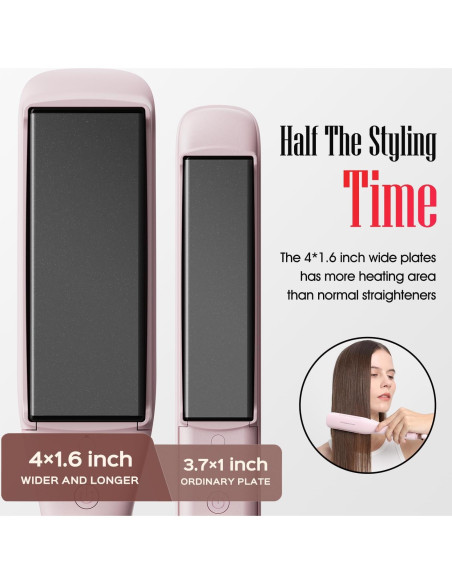 Plancha de Pelo Profesional LENA H2S Ancha Titanio 12 Temperaturas