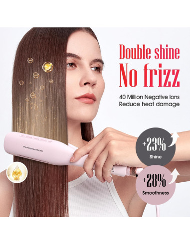 Plancha de Pelo Profesional LENA H2S Ancha Titanio 12 Temperaturas