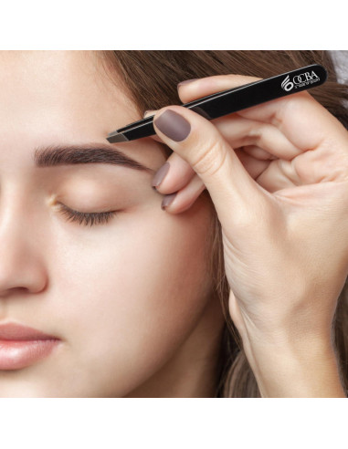 Juego de 4 Pinzas de Cejas OCBA Acero Inoxidable Negro