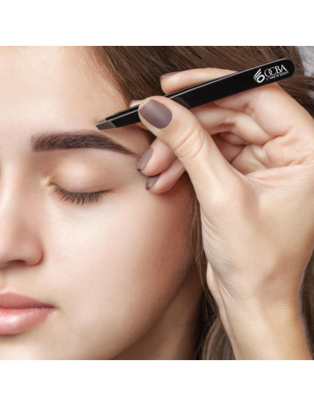Juego de 4 Pinzas de Cejas OCBA Acero Inoxidable Negro